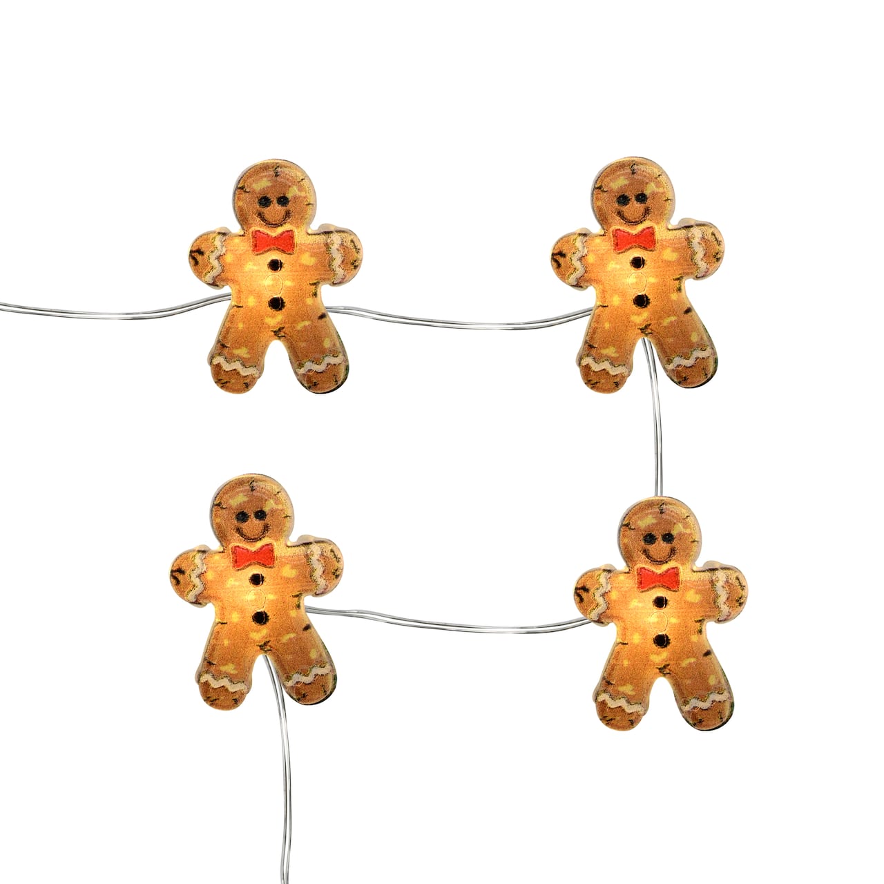 18ct. Warm White LED Gingerbread Cookie String Lights on Silver Wire by Ashland®